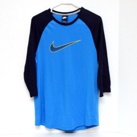 Nike Other - Nike T Shirt Tee Mens Blue 3/4 Sleeve 100% Cotton